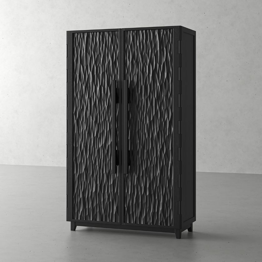Picture of Macklin Solid Wood Armoire Wardrobe with Shelves