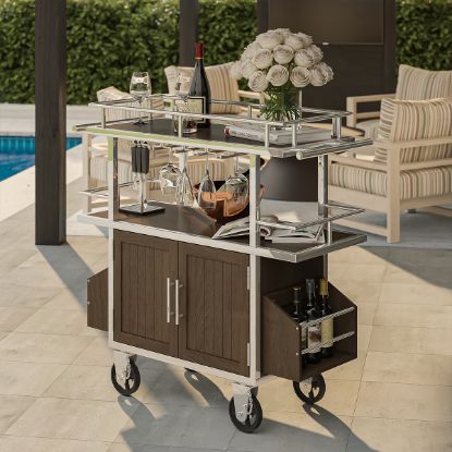 Picture of Merritt Industrial Outdoor Bar Cart with Storage Cabinet