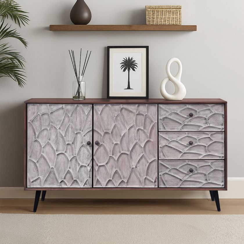 Picture of Brossard Carved Wood Mid Century Modern Sideboard
