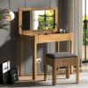 Picture of Matane Small Mirrored Vanity Desk with Stool
