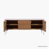 Picture of Quesnel Mid Century Modern Slatted TV Media Console with Marble Top (63")
