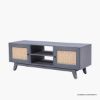 Picture of Nanaimo Boho Rattan Mid Century Modern Grey Media Console (53")