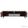Picture of Brossard Carved Wood Two Tone Mid-Century Modern Media Console (63")