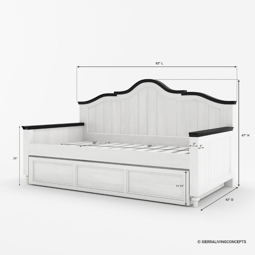 Girona Farmhouse Daybed with Trundle Storage Size Image