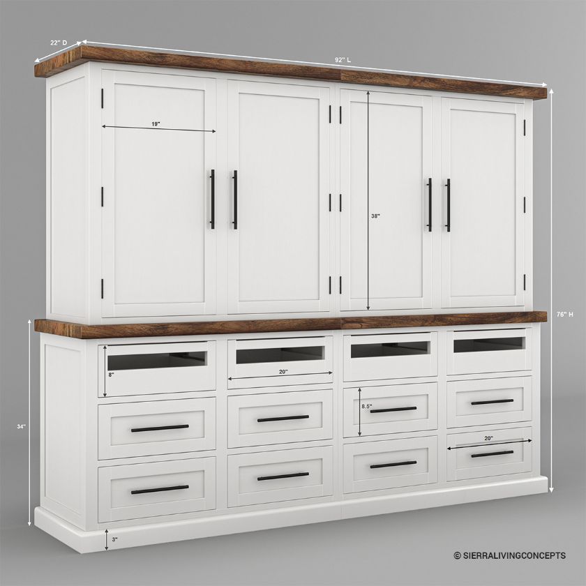 Milton Two Tone White Kitchen Pantry Storage Cabinet Dimension Image