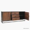 Picture of Airdrie Concentric Pattern Wood Sideboard with Metal Legs