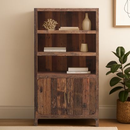Picture of Blainville Rugged 5 Tier Bookcase with Cabinet Base