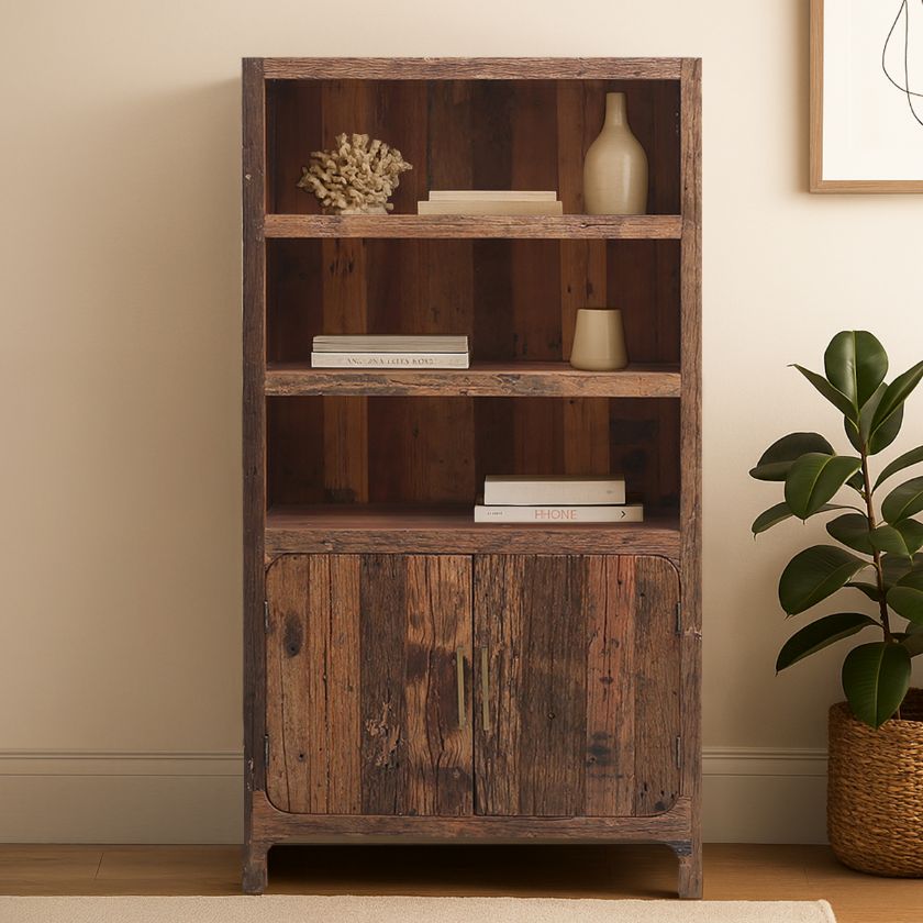 Picture of Blainville Rugged 5 Tier Bookcase with Cabinet Base