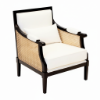 Picture of Nemaha Black and White Upholstered Rattan Accent Chair with Armrest