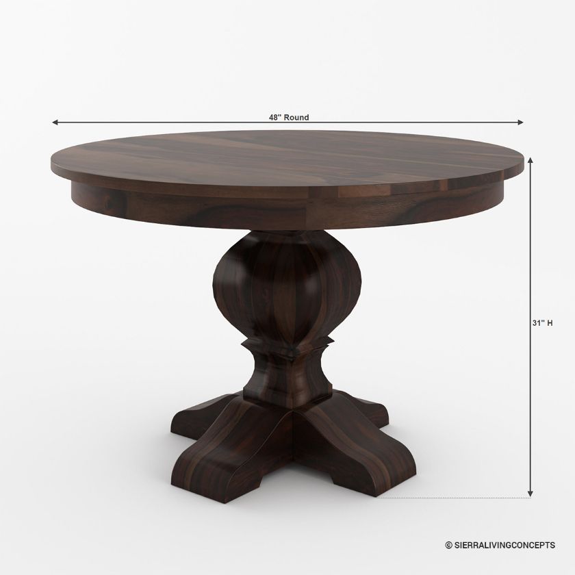 Missouri Pedestal Round Dining Table with Lazy Susan Size Image