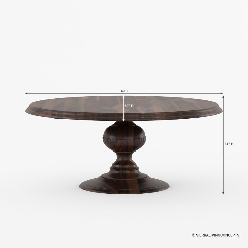 Minsk Rosewood Pedestal Round Dining Room Table Set Size Image