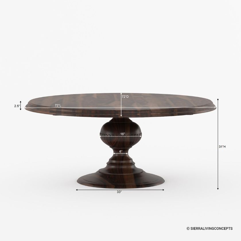 Minsk Rosewood Pedestal Round Dining Room Table Set Size Image