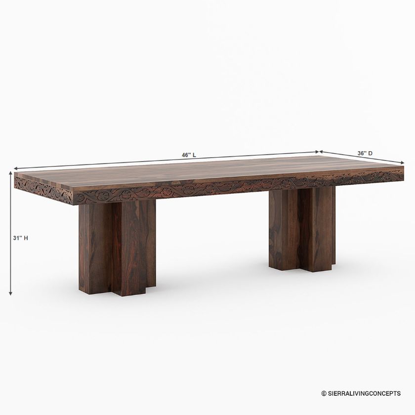 Dallas Ranch Rustic Solid Wood Double Pedestal Dining Table Set Size Image