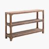 Picture of Barrie 3 Tier Rustic Farmhouse Console Table Behind Sofa