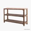 Picture of Barrie 3 Tier Rustic Farmhouse Console Table Behind Sofa