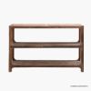 Picture of Barrie 3 Tier Rustic Farmhouse Console Table Behind Sofa