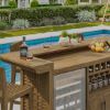 Picture of Rimouski Teak Wood Outdoor Bar Table with Fridge Space