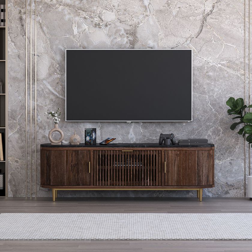 Picture of Mirabel Mid-Century Modern Media Console with Marble Top (65")