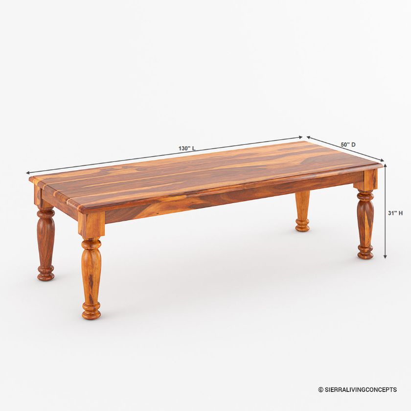 Clermont Rustic Solid Wood Large Dining Room Table Set Size Image