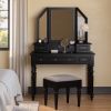 Picture of Ladysmith Black Mirrored Makeup Vanity Desk with Stool