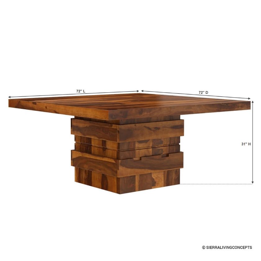 Rogers Modern Rustic Square Dining Room Table with Storage Size Image