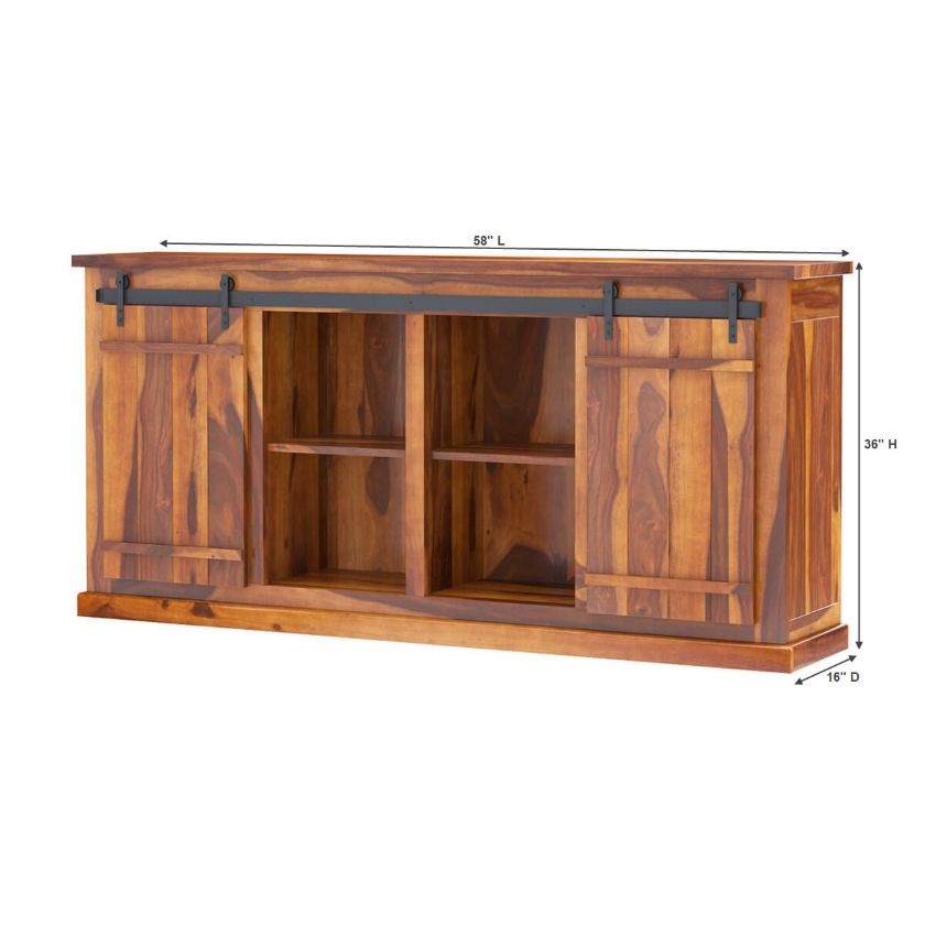 Nobleton Rustic Solid Wood Sliding Door Long Sideboard Buffet Size Image