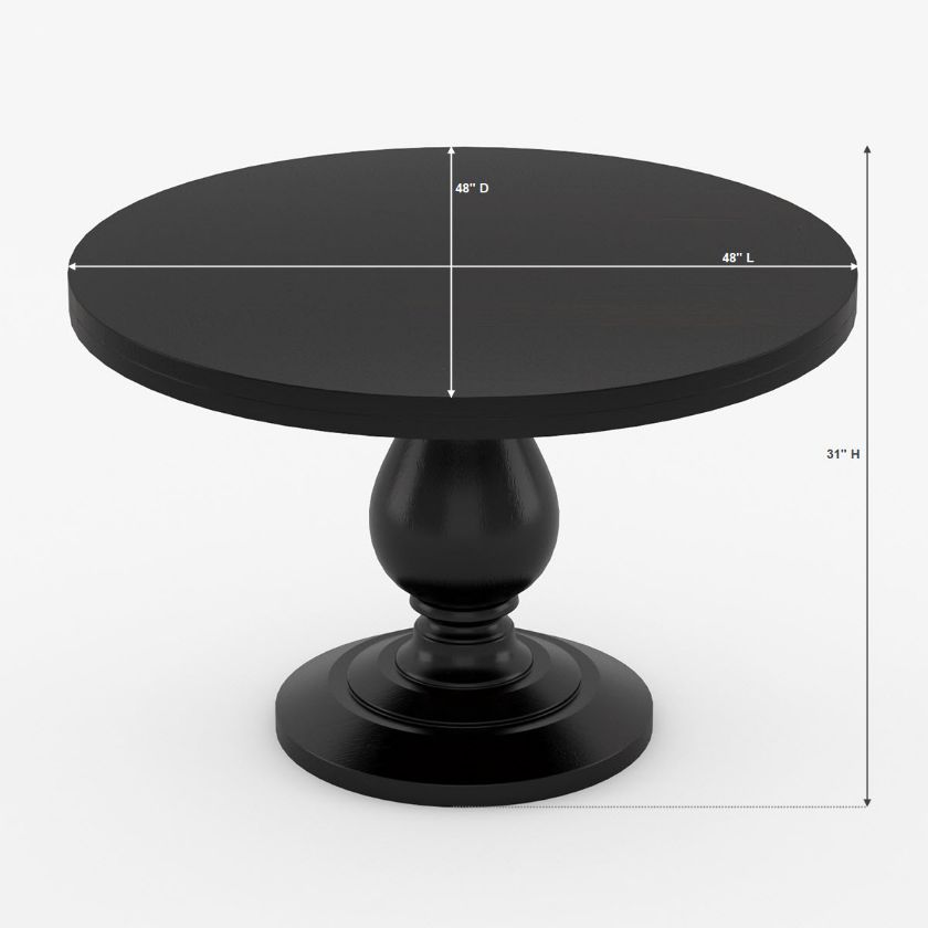 Colchester Solid Wood Handcrafted Round Kitchen Table Size Image