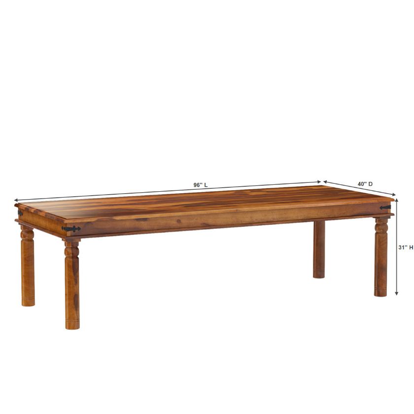 San Francisco Transitional Rustic Solid Wood Large Dining Table Size Image