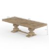 Picture of Bonsall Farmhouse Rustic Teak Wood Hand Carved 9 Pc Dining Table Set