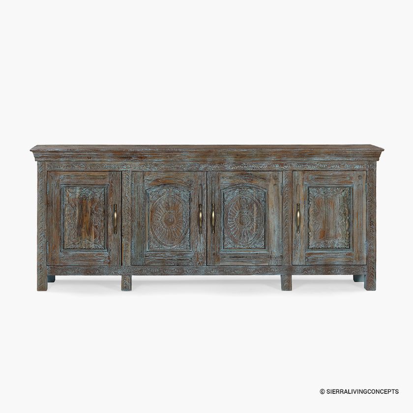 Picture of Earlscourt Distressed Wood Buffet Sideboard Storage Cabinet