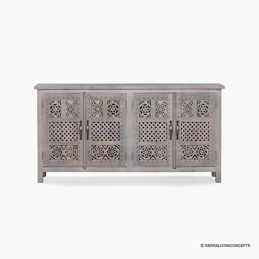 Picture of Swansea Whitewashed 74 Inch Sideboard Buffet Cabinet