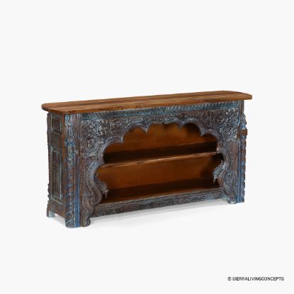 Picture of Rosedale Distressed Carved Wood Arch Console Table with Storage