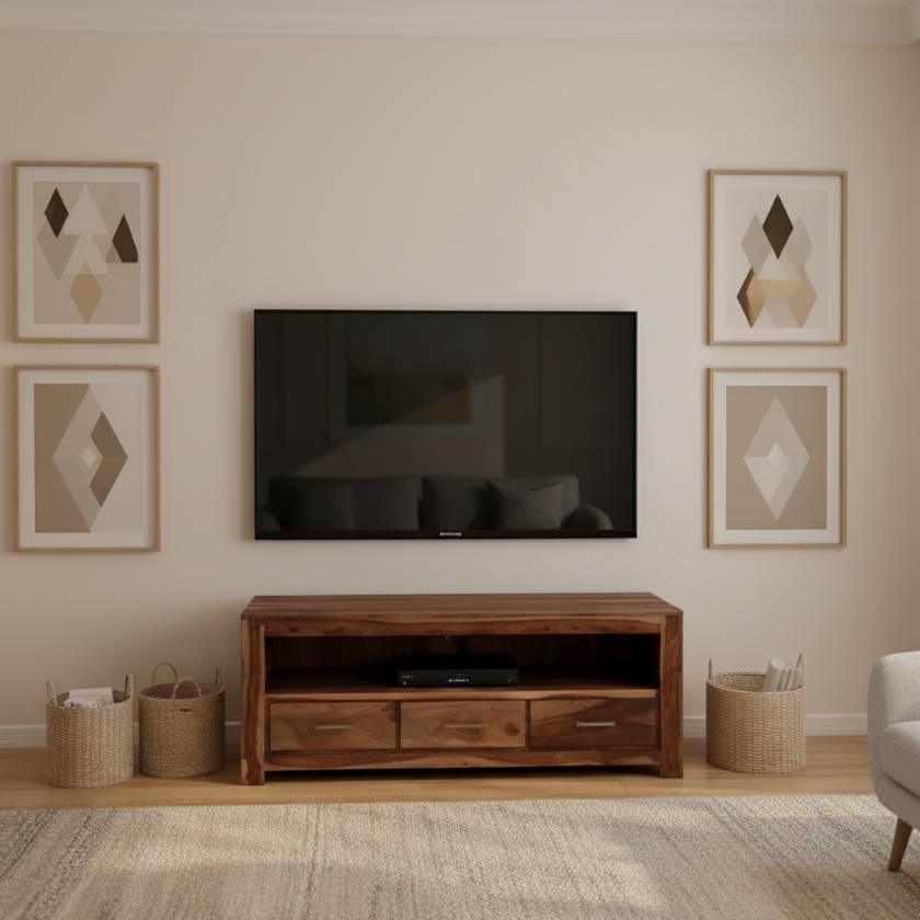 Audrey Solid Wood 60 Inch TV Stand Media Console With Drawers