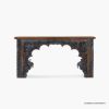 Picture of Corktown Distressed Dark Carved Wood Arch Console Table