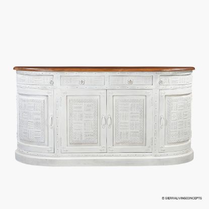 Picture of Roncesvalles Whitewash Curved Sideboard Cabinet with Drawers