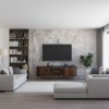 Mirabel Mid-Century Modern Media Console with Marble Top (65")