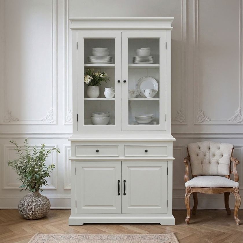 Picture of Moonlight Farmhouse Style Narrow White Kitchen Hutch