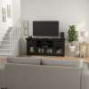Chariton Glass Door Book Storage Black Media Console Cabinet (72")