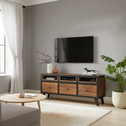 Rackerby Two Tone Mid Century Modern TV Stand with Drawers (54")