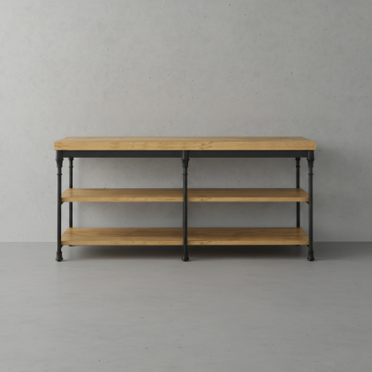 Picture of Encino Industrial Sofa Console Table With Shelves