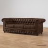 Picture of Farnham 3-Seater Brown Leather Chesterfield Sofa