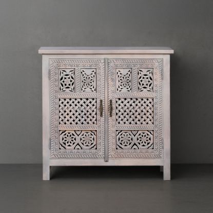 Picture of Edson Hand Carved Whitewashed Accent Storage Cabinet