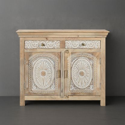 Picture of Airdrie Mango Wood Hand Carved Accent Storage with Drawers