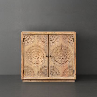 Picture of Pictou Carved Rustic Accent Storage Cabinet with Doors
