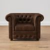 Picture of Farnham Single Seater Brown Leather Chesterfield Sofa