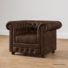 Picture of Farnham Single Seater Brown Leather Chesterfield Sofa
