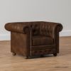 Picture of Farnham Single Seater Brown Leather Chesterfield Sofa