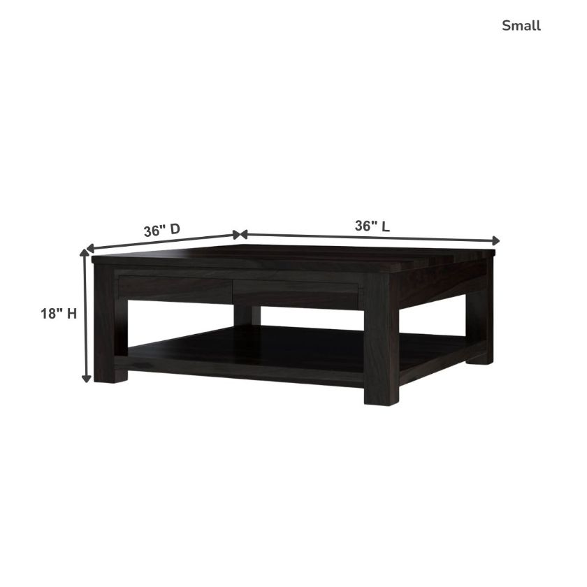 Glencoe Contemporary Style Large Square Coffee Table Size Image