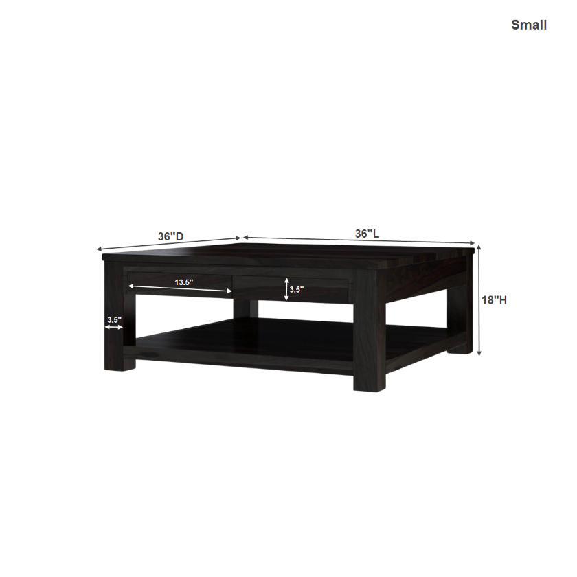 Glencoe Contemporary Style Large Square Coffee Table Size Image
