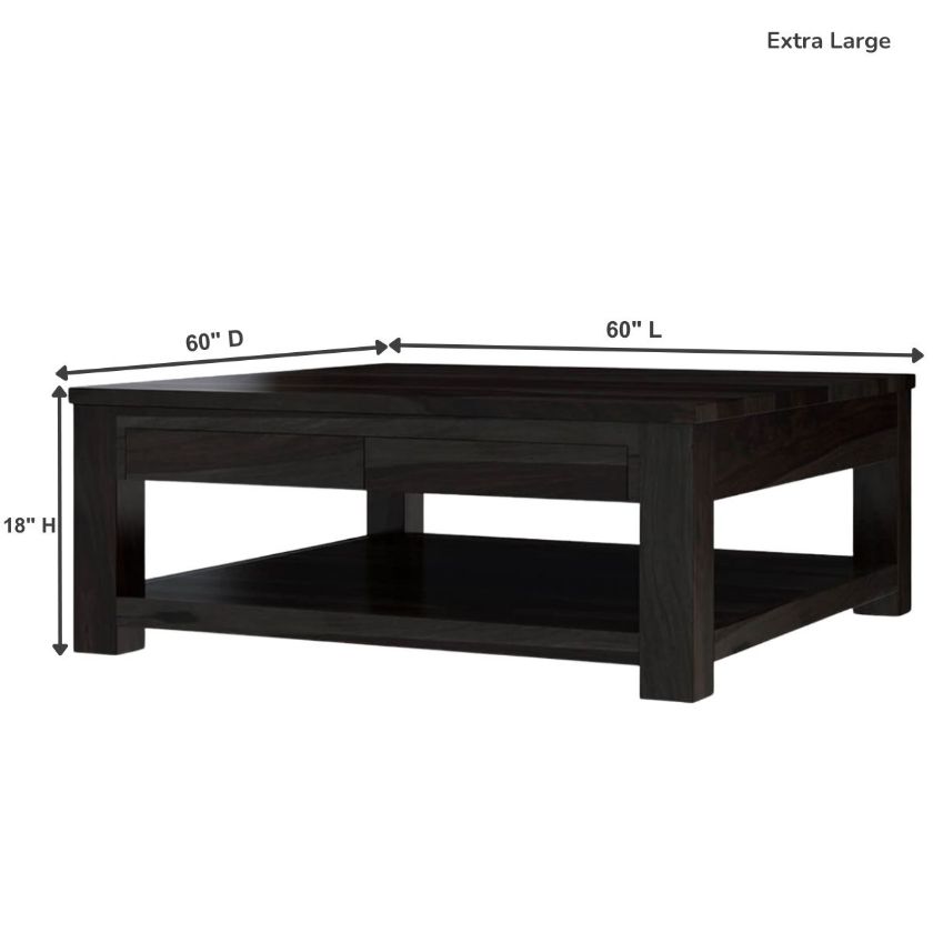 Glencoe Contemporary Style Large Square Coffee Table Size Image